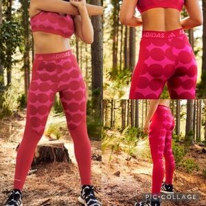 NWT Adidas x Marimekko Tech fit Prime Long Tights Red Geometric Print Size S